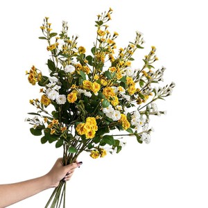 Fleurs artificielles Timo, bouquet de roses en soie, blanc, champagne, rouge, rose, jaune, orange, décoration de mariage, salon, salle à manger - Product Image 5