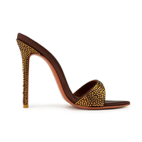 Chaussures de créateur 2026, mules en soie cristalline couleur bonbon, talon de 12 cm, sandales sexy pour soirée, chaussures de mariage pour femmes