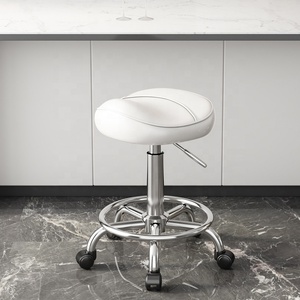 Mobile Adjustable Swivel <b>Bar</b> <b>Stool</b> with Backrest-Comfortable for Manicure Hairdressing Desk/Cash Register Use-Large Worker <b>Stool</b> - Product Image 3