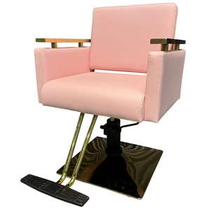 Wholesale Comfortable Pink Gold Barber Styling <b>Chair</b> Stainless Steel Adjustable Height Synthetic Leather Seat Salon Commercial - Product Image 1