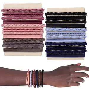 Color personalizado Vintage estilo bohemio pulsera mujeres bandas elásticas para el cabello Cola de Caballo titulares tejer goma banda para el cabello lazos para el cabello