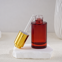 Flacon compte-gouttes en verre épais de 30 ml, emballage cosmétique vide, flacons ambrés à épaule plate, conteneurs pour huiles essentielles