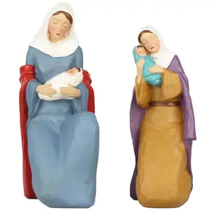 Statue catholique en résine faite à la main OEM, sculpture de la vierge mère marie tenant bébé jésus, cadeaux religieux, sculpture de la sainte famille