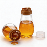 Bouteille vide en plastique de 250 ml pour miel avec couvercle verseur à large ouverture, en PET de qualité alimentaire, pot de stockage pour sauces et miel