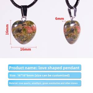 จี้คริสตัลอาเกตธรรมชาติจี้รูปหัวใจสไตล์คู่รักของขวัญวันวาเลนไทน์ขายส่ง - Product Image 3