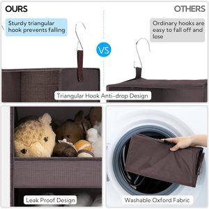 Organisateur de placard suspendu à 3 étagères, étagère de rangement pliable en tissu pour l'organisation de la chambre à coucher, 33x15x85cm - Product Image 5