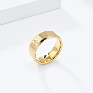Anel de Tungstênio Clássico à Prova d'Água com Revestimento em Ouro 18K / Prata / Preto, Joia Maçônica para Casamento, Anel de Casal para Homens - Product Image 3
