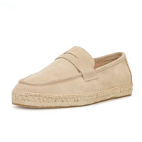 Mocassins en daim pour hommes, style espadrille, à enfiler, avec décorations brodées, pour l'été, les trajets quotidiens et le bureau