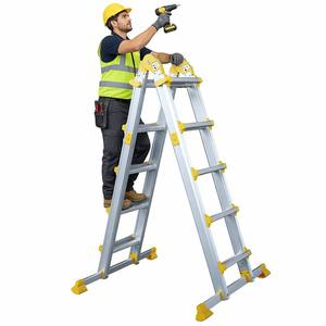 <span class=keywords><strong>Escalera</strong></span> <span class=keywords><strong>de</strong></span> Aluminio 4 en 1 SMILE, Certificación EN131, Diseño Telescópico con Barra Estabilizadora, Capacidad <span class=keywords><strong>de</strong></span> Carga <span class=keywords><strong>de</strong></span> 150 kg, Estilo Europeo - Product Image 1