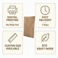 Sachet Doypack en papier kraft vierge avec soufflet latéral et trou de suspension, finition mate, emballage de détail écologique pour noix, thé, céréales