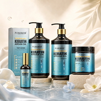 Kit de soin capillaire professionnel Foisoner à la kératine et à l'huile d'argan – Hydratation intense pour cheveux crépus et décolorés : Shampoing, après-shampoing, masque capillaire et sérum