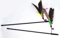 Jouets de luxe pour animaux de compagnie bâton interactif pour chat canne à pêche jeu baguette plume bâton jouet avec cloche coloré chat Teaser jouet
