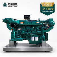 Moteur diesel marin Sinotruk WD615 Série 110-257KW 1800-2100RPM à démarrage électrique 4 temps pour bateaux de travail/pêche