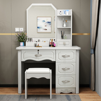 Table de toilette classique blanche avec miroir pour chambre à coucher, table de maquillage avec éclairage