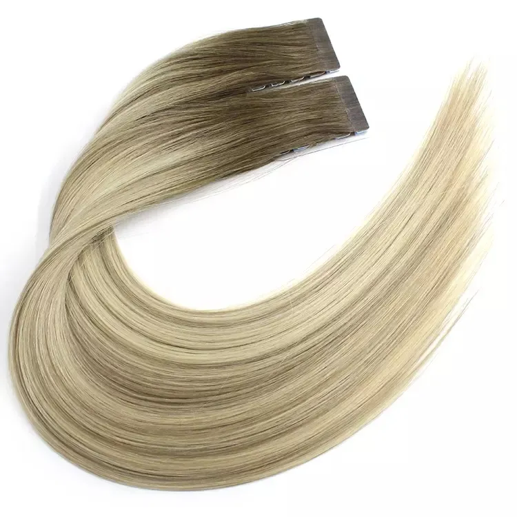 Siyah kahverengi sarışın renk 100% kaliteli rus insan saçı ipeksi çift çizilmiş düz atkı saç uzatma