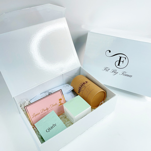 Minimalist White Foldable Magnetic Gift Box, Custom Script Logo Collapsible Magnet Closure Rigid Box For Underwear Skincare Gift - Product Image 1