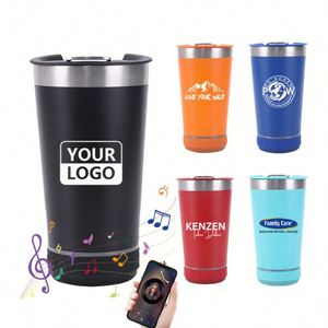 Custom 16oz Stainless Steel Thermal Insulated Coffee Mug with Lid for Bluetooth Speaker <b>Creative</b> Business <b>Gifts</b> - Product Image 1