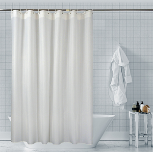 Rideaux de <span class=keywords><strong>douche</strong></span> européens de luxe en Polyester blanc solide, jacquard imperméable, tissu <span class=keywords><strong>personnalisé</strong></span> - Product Image 1