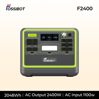 Station d'alimentation Fossibot F2400 2048Wh 2400W avec sortie CA, bouton de réglage, fonction UPS LED SOS 1W et fiches en caoutchouc pour protéger les ports