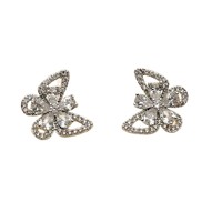Boucles d'oreilles clous papillon en zircon, un accessoire en laiton élégant et haut de gamme pour les trajets quotidiens