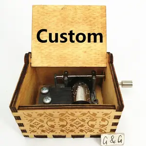 Wooden Carved Cheap Hand Crank Custom Made Music Box