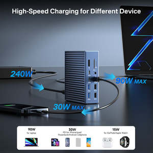 Base de Conexión Thunderbolt 4 21 en 1, 40 Gbps, 8K*60Hz, para Dos Pantallas 4K MST, 90W PD, USB 3.2, SD/TF, Audio, Aluminio, Compatible con <span class=keywords><strong>MacBook</strong></span> - Product Image 1