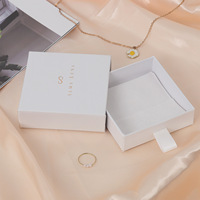 Boîtes d'emballage pour bijoux avec logo personnalisé, boîte à bijoux en papier blanc avec tiroir, boîte cadeau coulissante pour bijoux