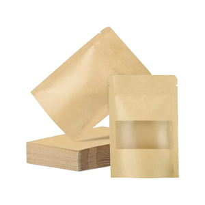 Trong kho nâu kraft giấy thủ công đứng lên <span class=keywords><strong>doypack</strong></span> Pouch với dây kéo Ziplock và cửa sổ thực phẩm trà Nut cà phê Snack kẹo bao bì - Product Image 4