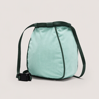 Sac à craie d'escalade en velours côtelé avec logo personnalisé, boucle pour brosse et ceinture, pochette à craie de bouldering bicolore verte OEM