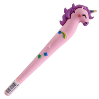 O & Q alta calidad Dreamy Unicorn Hard Silicone Macaron Color Holder Stylo Gel Ink para niños Blue Glitter 0,5mm regalo perfecto