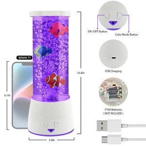 Lámpara de Burbujas con Forma de Pez, Luz Nocturna LED que Cambia de Color, Acuario Artificial con Luz Sensorial, Lámpara de Mesa Moderna - Product Image 3