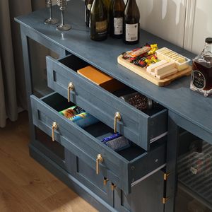 SENYU Small Buffet Cabinet with Storage, Buffet Sideboard with Two Glass Doors and a Drawer and Adjustable Shelf,for Kitchen - Product Image 5