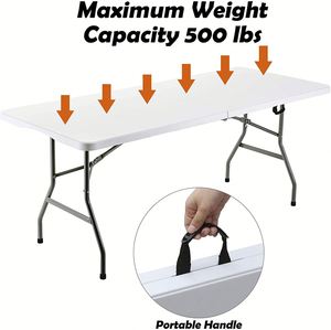 Tavolo e <span class=keywords><strong>Sedie</strong></span> Pieghevoli Portatili in <span class=keywords><strong>Plastica</strong></span> da 6-8 Piedi per Picnic e Feste all'Aperto - Product Image 4