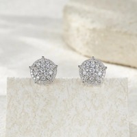 Boucles d'oreilles clous rondes en filigrane, argent sterling 925, pavé de moissanite, pour le quotidien, le bureau ou les soirées