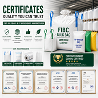 Sac de conteneur en vrac FIBC anti-poussière 1500kg 2000kg, respirant, à fond plat avec bec de décharge pour céréales, farine, sel