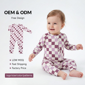 Abbigliamento per Neonati in Bambù Certificato Oeko-tex Standard, Tutina a Quadri, Pigiami per Bambini, Produttore di Abbigliamento per Bambine - Product Image 1