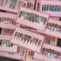 Ongles carrés en acrylique de luxe à presser avec colle et pointes en strass, logo personnalisé, excellent rapport qualité-prix, boîte de 10 pièces