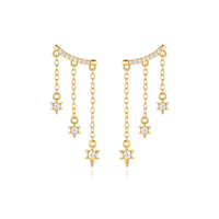 Nouvelles Boucles d'oreilles pendantes en argent sterling S925 avec étoile à huit branches et diamants, style luxe léger, pour femme