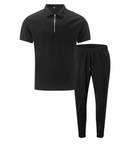 ชุดสองชิ้นลำลองแนวสตรีทแฟชั่นสำหรับผู้ชายชุดฤดูร้อนคอเต่าสีล้วนแขนสั้นเหมาะกับกีฬา - Product Image 6