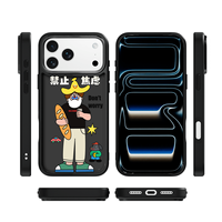 Coque de téléphone AG Feeling Black Edge avec motif anti-anxiété doré pour iPhone 17, 17 Pro Max, 16 Pro, 15, 15 Pro Max, coque magnétique