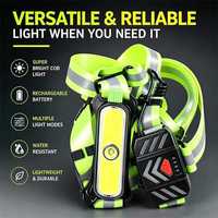 Lampe de course à haute visibilité réglable de 550 lumens pour coureurs, lampe de poitrine rechargeable à intensité variable pour la marche nocturne