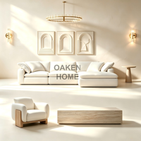 OAKEN Meubles d'intérieur modernes de luxe pour salon, canapé Cloud, table basse en marbre, ensemble de meubles de salon de style bois américain