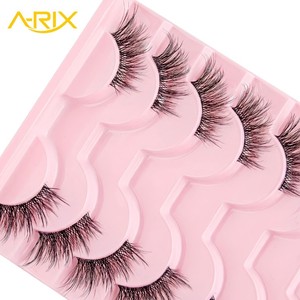 A-RIX 3D Effect Volume Half Strip <b>Eyelashes</b> Handmade Faux Mink False Lashes Black Cotton Band Reusable Natural & Cat Style - Product Image 3