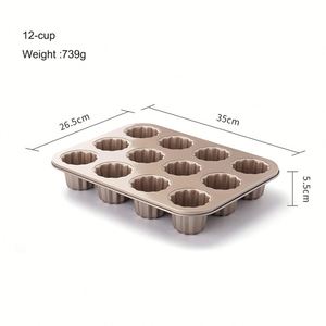 Molde de Acero al Carbono Antiadherente de 12 Cavidades para Canelés, Nuevo Molde para Hornear Pasteles y Muffins - Product Image 2