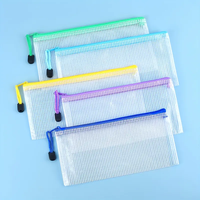 Organisateur de fichiers à fermeture éclair en nylon transparent A4-Pochette de documents en maille PVC résistante à l'eau pour les voyages d'affaires de bureau scolaire