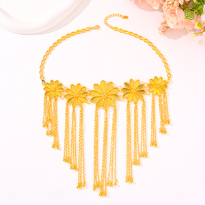 Collier pour femme YIYI, série luxe, style Dubaï, plaqué or, chaîne à maillons, cristal et strass, bijoux de fête de mariage - Product Image 2
