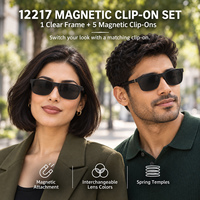 Lunettes de soleil magnétiques 5-en-1 pour hommes et femmes, polarisées, vision nocturne, pour la conduite, verres ronds et carrés colorés, avec étui