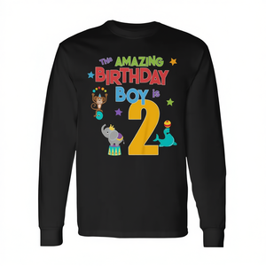 T-shirt à manches longues Amazing Birthday Boy 2 pour enfants, chemise de fête sur le thème du cirque - Product Image 2