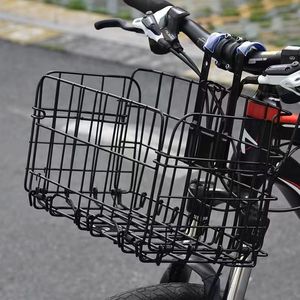 Bicycle <b>Basket</b> Front Handlebar Mount Metal Black Silver Folding Bike Accessory - Product Image 1