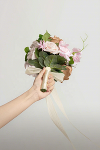 Bouquets <span class=keywords><strong>de</strong></span> mariée en fleurs artificielles en soie rose et beige <span class=keywords><strong>sable</strong></span>, 4 pièces, 7 pouces, pour demoiselles d'honneur, mariage - Product Image 5
